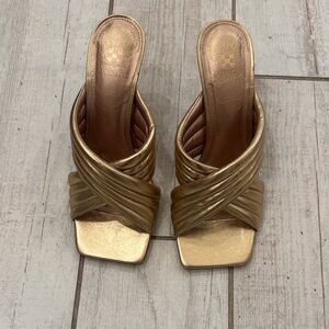 Vince Camuto Metallic Gold Heeled Mules